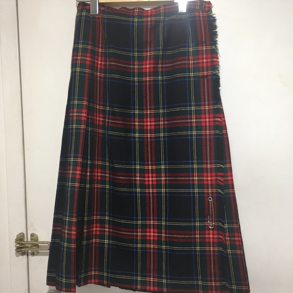 VINTAGE ALJEAN  PLAID WOOL PLEATED MIDI SKIRTS SIZE 10